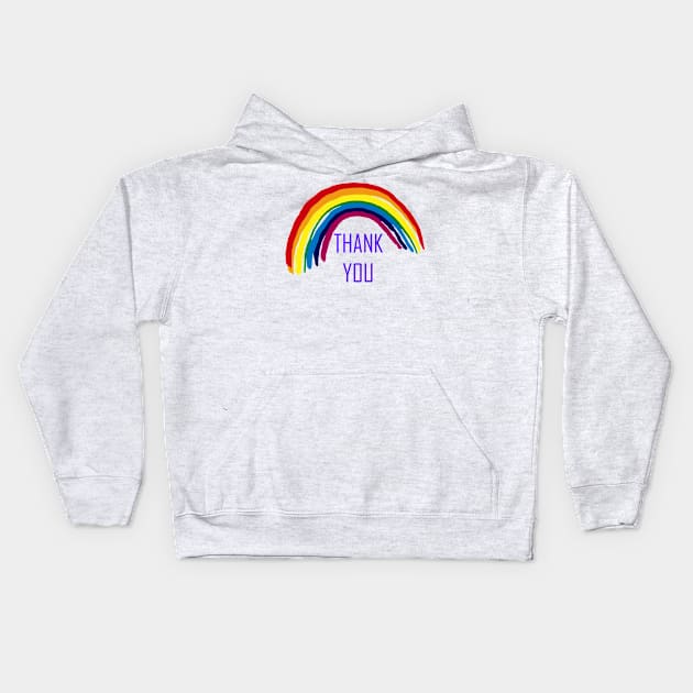 Rainbow , Thank You Rainbow Support NHS and Keyworkers Gifts for Nurses and Doctors Kids Hoodie by Maya Designs CC
